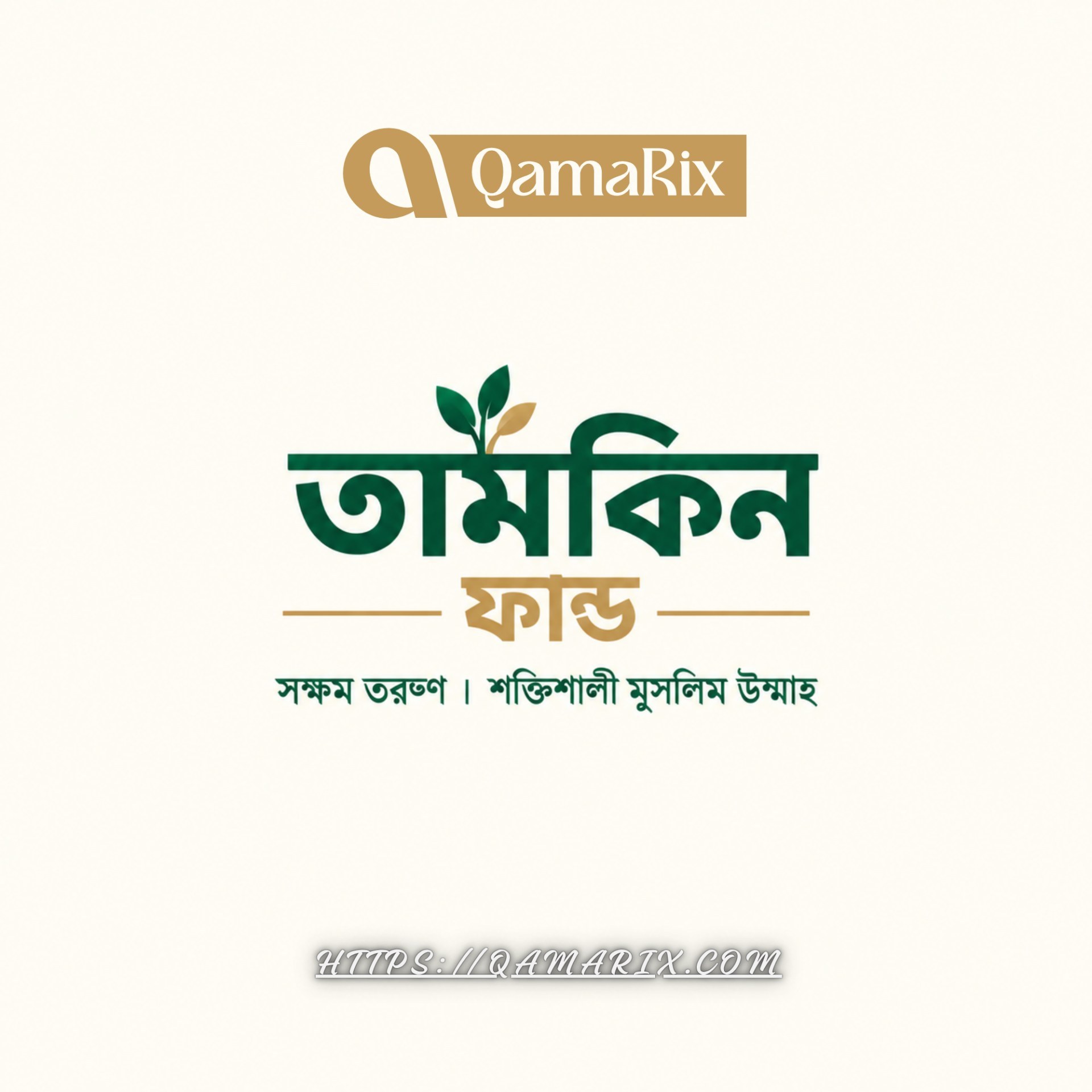 নাম "তামকিন ফান্ড"। আমাদের প্রতিষ্ঠান Qamarix এর রেভিনিউ থেকে প্রত্যেক ১০০ টাকার ১ টাকা এই ফান্ডে জমা হবে এবং এই ফান্ড থেকে বিশেষভাবে মুসলিম তরুণ উদ্যোক্তাদেরকে সহযোগিতা করা হবে কর্জে হাসানের মাধ্যমে, এছাড়াও বিভিন্ন নতুন উদ্যোগ নেওয়া হবে।